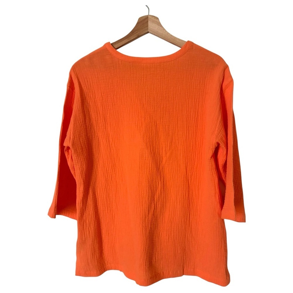 Soft Surroundings Araza Gauze Tunic Top Orange Cotton Pockets Small Vacation - Picture 6 of 7